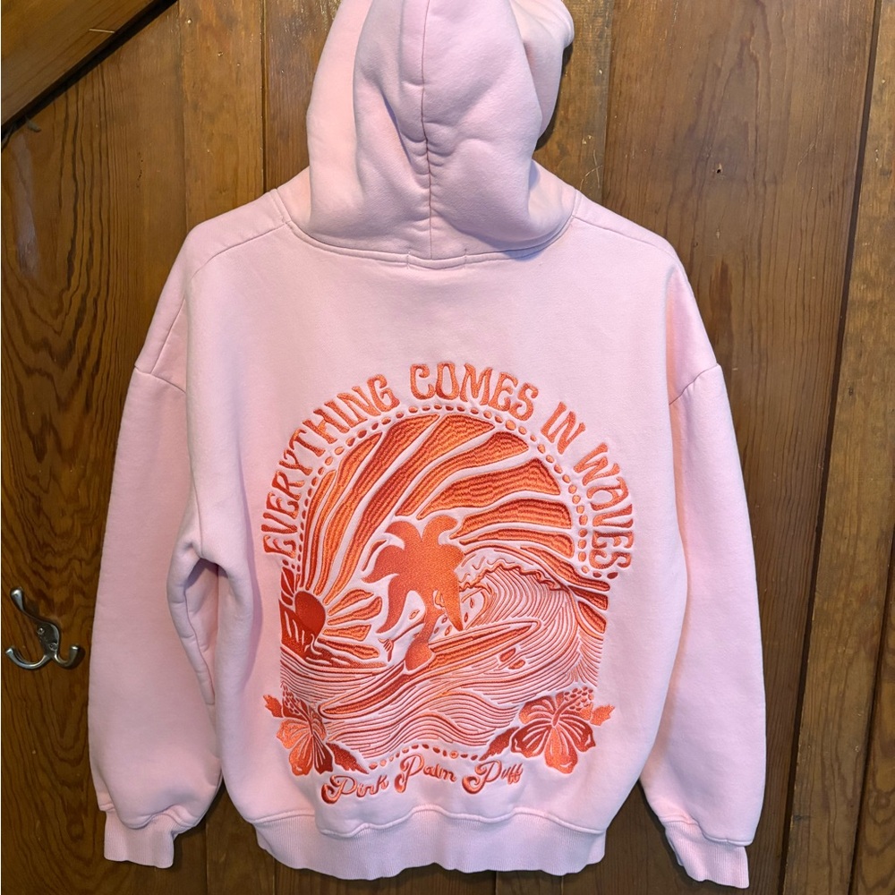 Pink Palm Pullover Hoodie - Pink